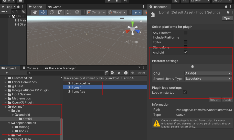 Configure shared libraries in Unity project